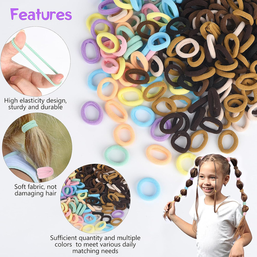 300 Pcs Baby Hair Ties, Soft Multicolor Cotton Seamless Baby Hair Ties Mini Elas - Picture 2 of 7