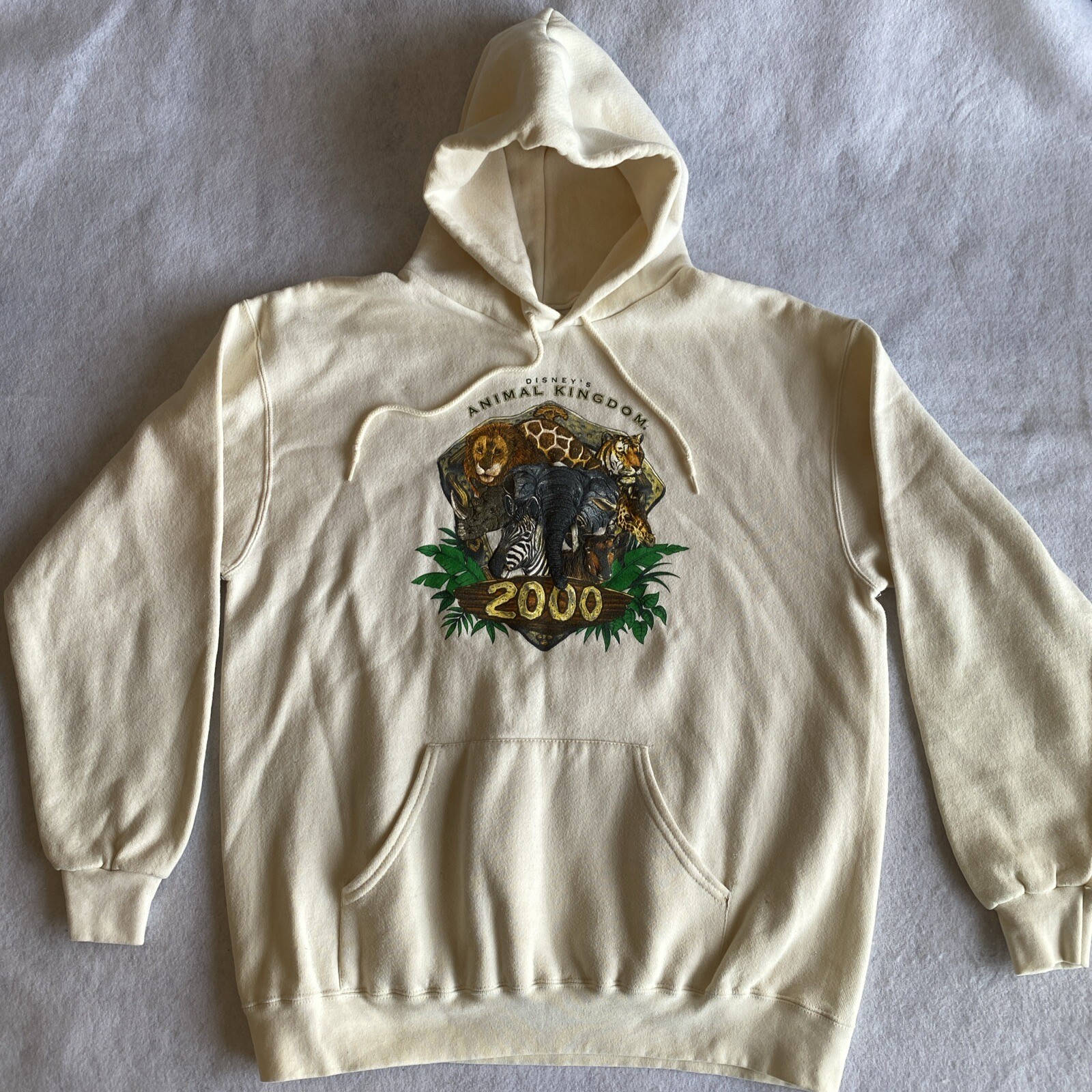 Disney Animal Kingdom Sweatshirt Vintage 2000 Cream Hoodie Vintage