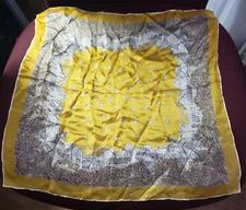 Yellow Stars Celestial Silk Pocket Square Scarf Japan Mid Century Modern