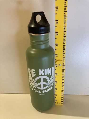 Victoria's Secret Pink Klean Kanteen Green "Be Kind To The Planet" Cup 22oz READ - Picture 15 of 15