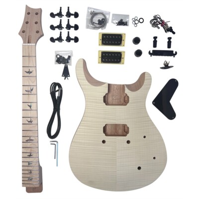 DIY Electric Guitar Kits Flame Maple Top Stop-Bar Tailpiece Unfinished FREE SHIP
