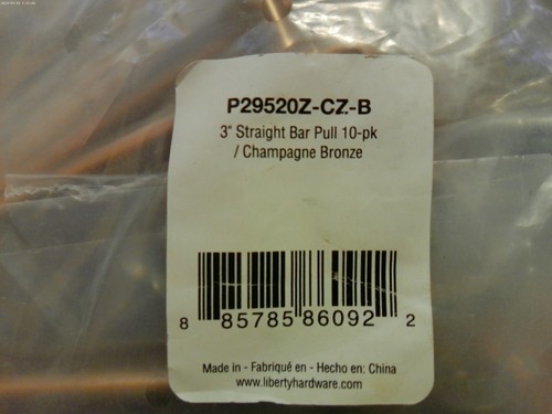 New 10-pk P29520Z-CZ-B Straight Bar 3 Inch Cabinet Pull Champagne Bronze - Picture 2 of 2