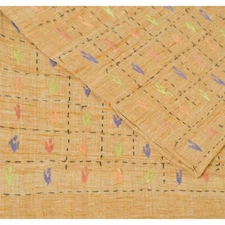 Sanskriti Vintage Hand Embroidered Cotton Indian Shawl Cream Stole Floral