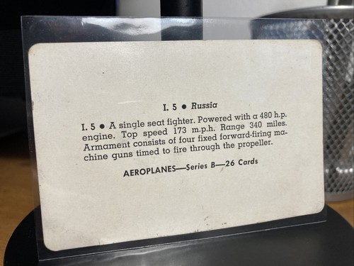 I. 5 Russia PLANE 1940 Aeroplanes Series B Leaf Gum Trading Card R112-3 - Picture 2 of 10