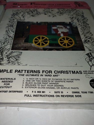Vintage 3 Simple Patterns New Christmas Yard Art Pattern Tree Train Santa - Picture 6 of 11
