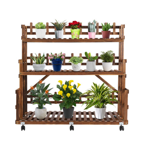 Build to Last Adjustable Design 3-tier Plant Display Stand Rolling Plant Stand - Picture 14 of 16