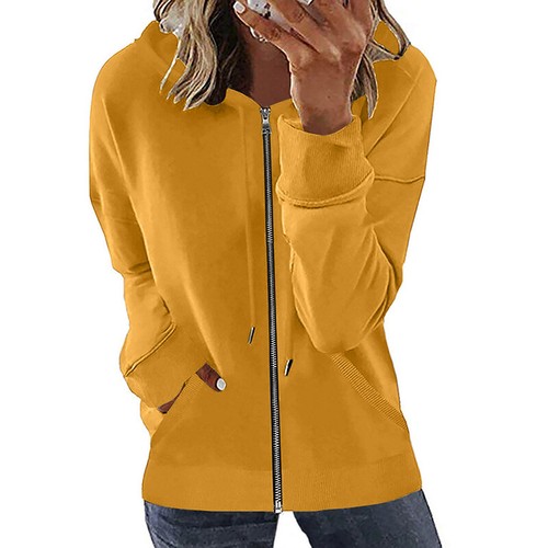 Womens Long Sleeve Zip Up Hoodie Tops Ladies Casual Baggy Hooded Sweatshirt Coat - Picture 5 of 24