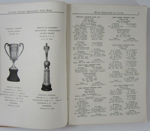 Vintage Illinois Cricket Rugby Annuale Chicago Club Statistiche Roster Partite 1939 - Foto 9 di 12