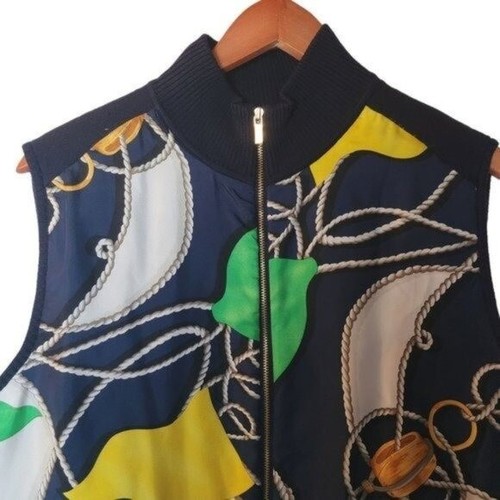 Lauren Ralph Lauren Womens Silk Quilted Vest Nautical Yacht Print Plus Size 2X N - Picture 3 of 12