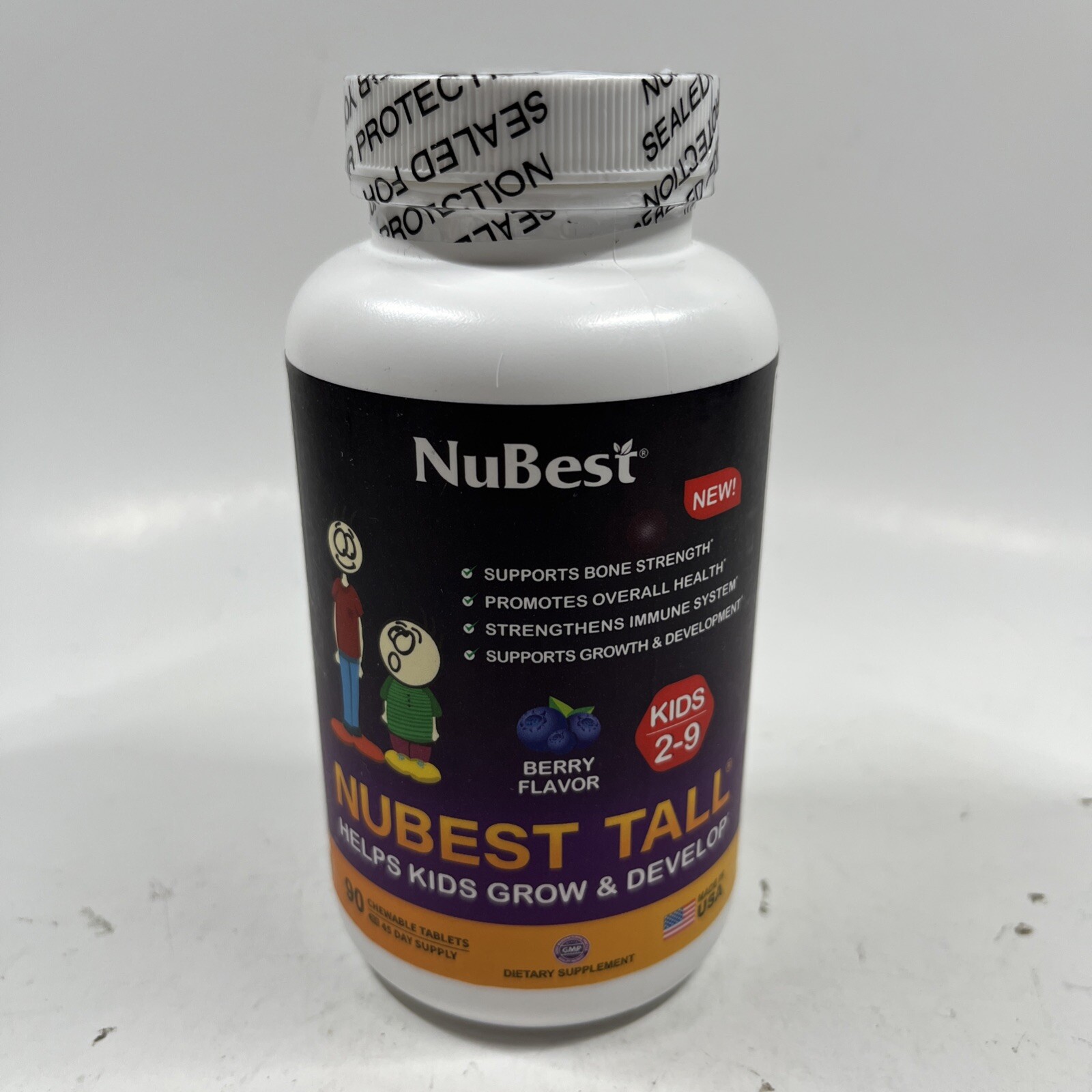 Nubest Tall Kids 2-9, Berry, 90 Chewable Tablets Exp 05/2027 - New/Sealed