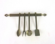 Dollhouse Miniature Metal Kitchen Utensils Set with Hanger, FA70801