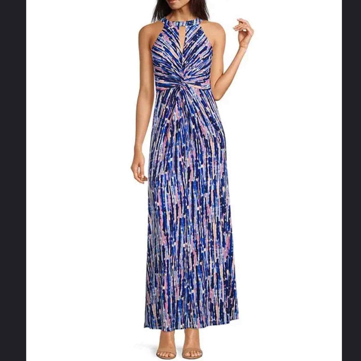 jacqui halter knit midi dress Moving On Halter Knit Midi Dress Blue Size M main image 0