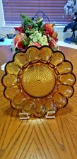 Exquisite Vintage Indiana Glass Amber Deviled Egg Serving Platter