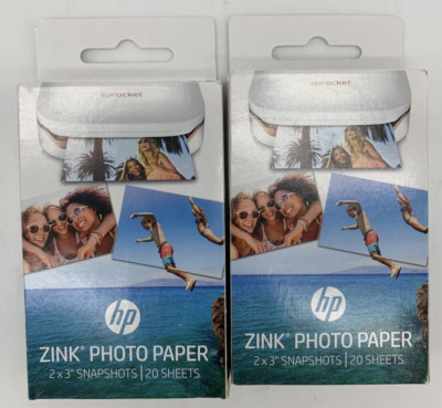 HP ZINK Sticky-Backed Photo Paper Qty 2 | 2'' x 3'' Snapshots | 40 sheets | W4Z13A