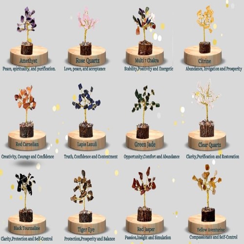 12pc Mini Crystal Tree Set – Gemstone Healing Chakra Spiritual Home Décor - Picture 7 of 11