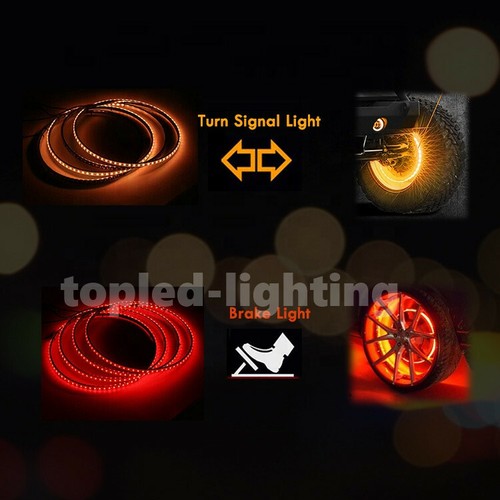Kit de 4 piezas de 14 pulgadas doble fila RGB LED iluminado anillo de rueda kit de luces de llanta para automóviles - Imagen 10 de 13