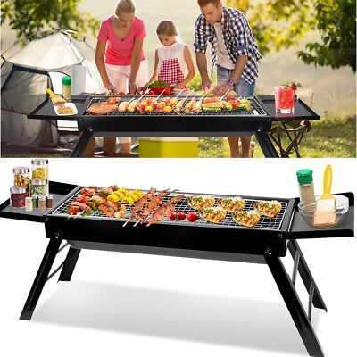 Folding BBQ Grill Barbecue Charcoal Grill Rack Kebab Stainless Steel Outdoor