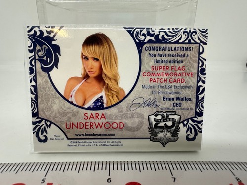 2019 Benchwarmer Hot 4 Teacher Sara Underwood Super Flag Patch Card 1 of 1 - Picture 3 of 3