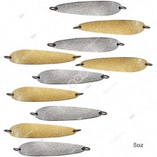 10pcs 5oz Fishing Hammered Chrome Spoons Casting Trolling Jigging Gold & Silver