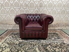 Poltrona Chesterfield Club Vintage Originale Inglese in Pelle Bordeaux