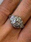 Vintage Art Deco Style Lab Created Diamond Engagement Wedding 925 Silver Ring