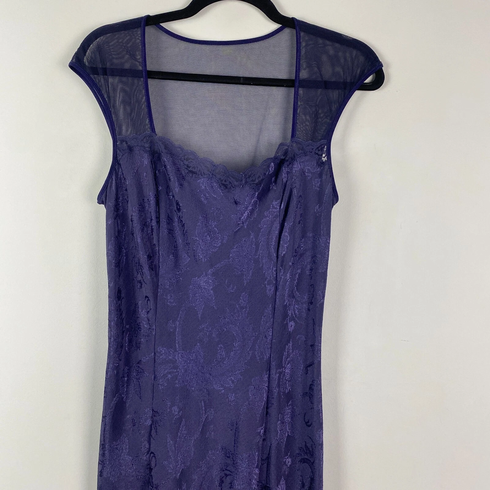 UNDERCOVER Maxi abito slip vintage Victoria’s Secret taglia grande etichetta oro blu navy floreale