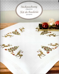 80x80 cm Weihnachten RICO Design Stickdecke Mitteldecke kompl.