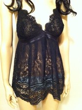 Retail 469.00 La Perla Black Baby Doll Sleepwear Size L Made in Italy NWT