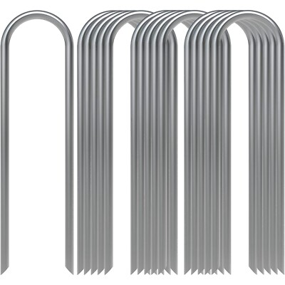 Landscape Staples 6 Inch Galvanized Garden Stakes 16 Pack Heavy-Duty Sod Pins