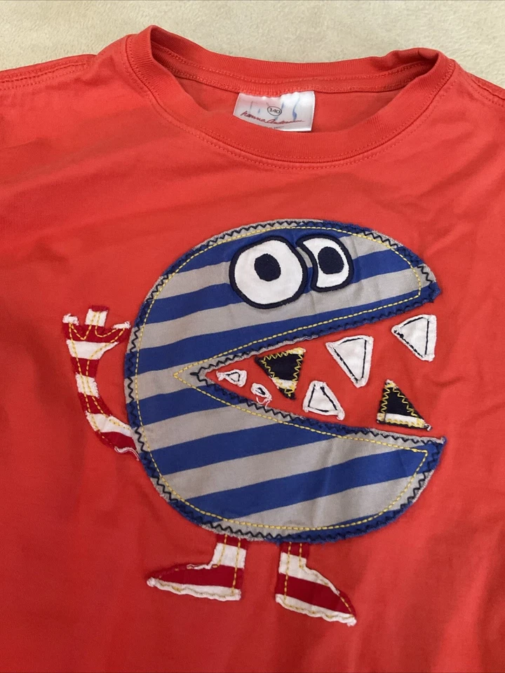 Hanna Andersson Shirt 140 Boys Striped  Pac-Man Monster - Imagem 2 de 4