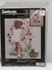 Janlynn 29-18 Girl With Cosmos Counted Cross Stitch 12x16 by Nancy Cole NIP