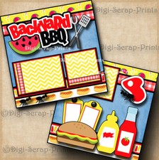 BACKYARD BBQ GRILL PICNIC premade scrapbook pages family printed DIGISCRAP A0072