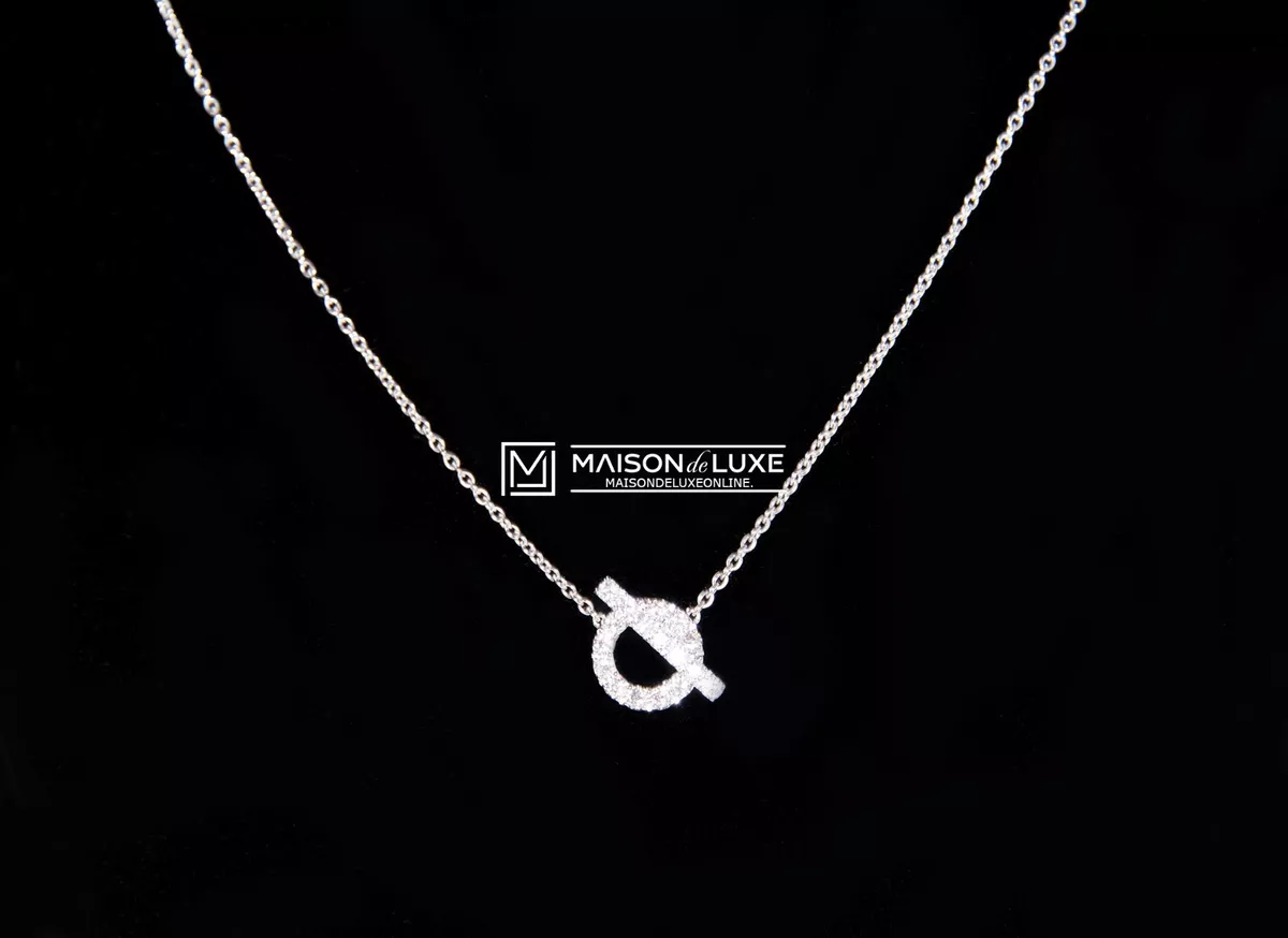 NEW HERMES 40 OFF WHITE GOLD DIAMOND FINESSE PENDANT NECKLACE