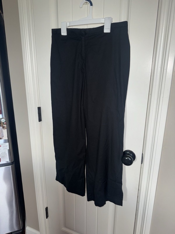 EILEEN FISHER Pants SMALL Wide Leg Cropped Pull On Black