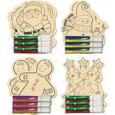 Christmas Ornaments Decorating Kit Santa Gingerbread Man Snowman Tree Gift Kraft