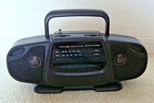 Vintage SUNTONE Black Mini Boom Box AM/FM Radio - Tested and Working