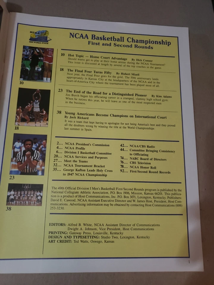 1987 NCAA Basketball Championship Program Rosemont IL 1st & 2nd Rounds DePaul - Image 2 of 3