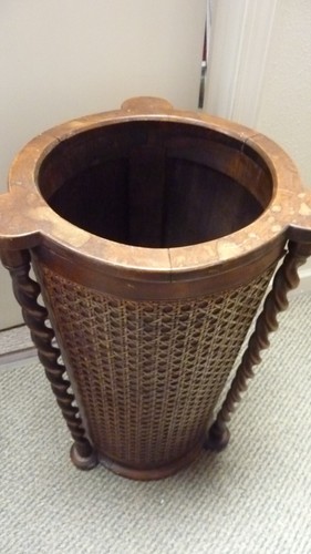 Antique Mahogany Umbrella / Walking Cane Stick Stand Storage Rack - Picture 6 of 6