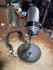 MIDLAND 22 104 Crystal Microphone 1960's Chrome Pill Style Cast Iron Base Tested