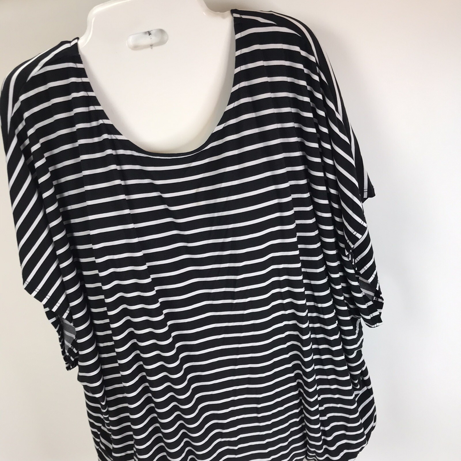 Vintage AB Studio Top Black White Stripes Stretch… - image 3