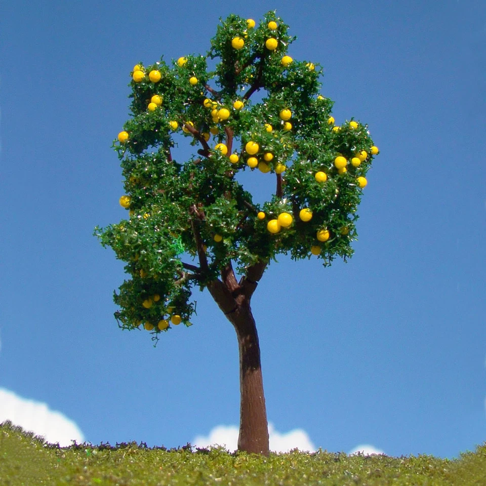 10pcs O Scale Pagoda Model Trees with Yellow Fruits 1:50 Railroad Landscape 11CM - Image 2 of 4