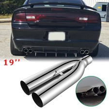 For Dodge Charger 2.5" Inlet 2x3.5" Outlet Blast Pipes Exhaust Tip Muffler Kit