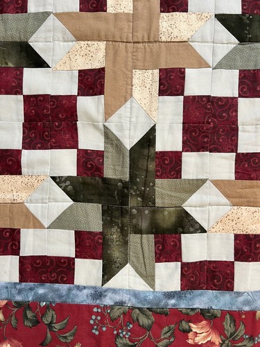 Handmade Vintage Quilt Blanket throw Fall Neutral Colors Farmhouse 50x42 - Picture 4 of 6