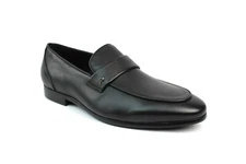 Mens Exclusive Genuine Leather Black Slip On Dress Shoes Loafer Formal AZAR Uber