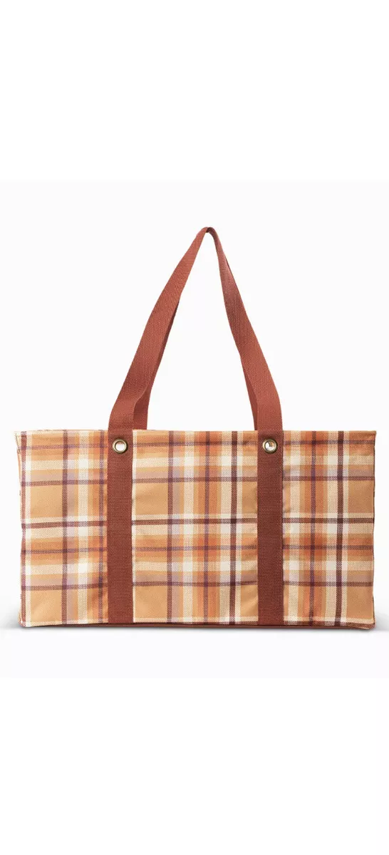 Thirty One LARGE Utility Tote in Autumn Plaid NEW