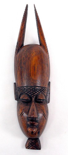 2 VINTAGE HAND CARVED WOOD AFRICAN FOLK ART WALL MASK MAN FACE TRIBAL 0081010 - Picture 2 of 6