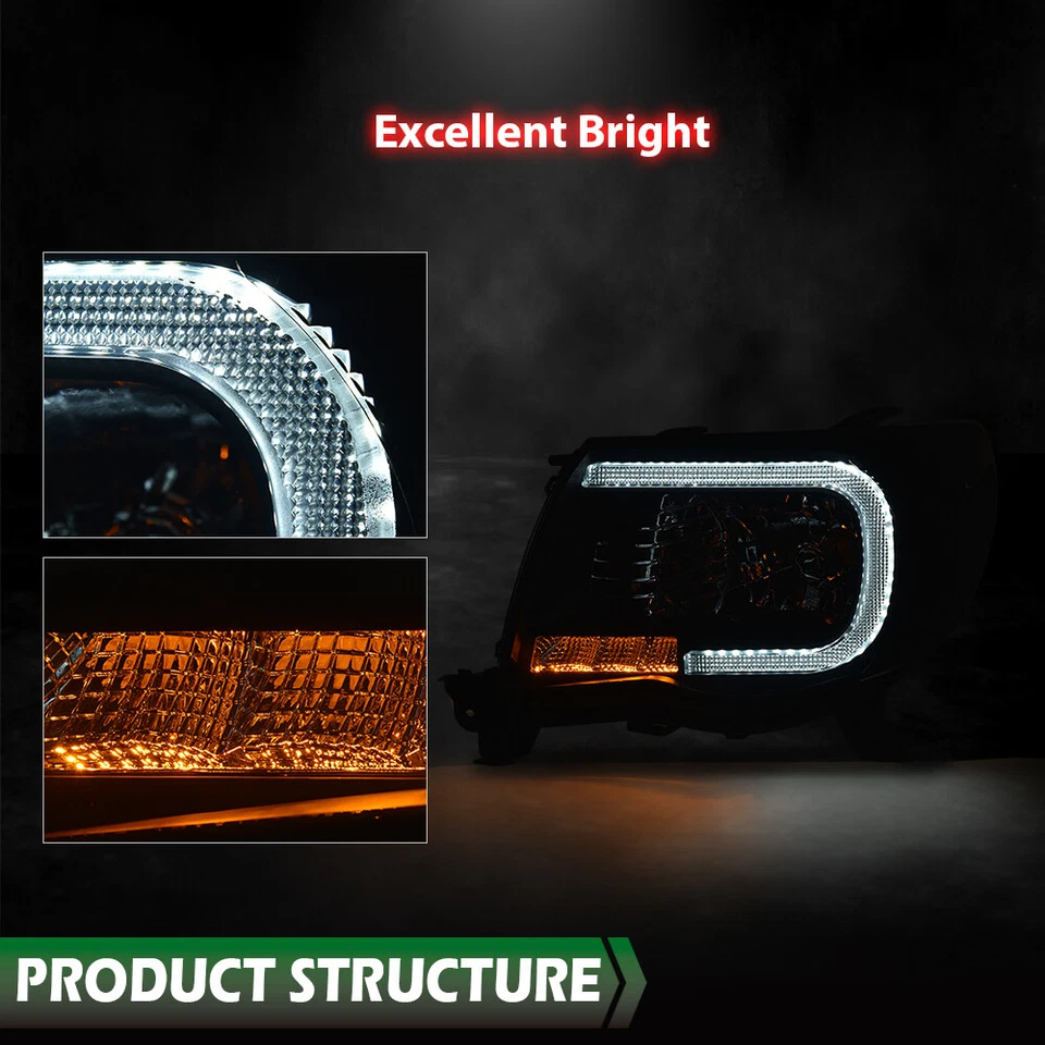 Подходит для 2005-2011 Toyota Tacoma светодиодная трубка DRL проектор фары левый + правый - Изображение 4 из 4