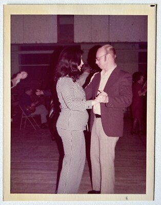 Vintage Snapshot Found Photo Party Couple Dancing Holiday Color 1970s 3.5 X 4.5