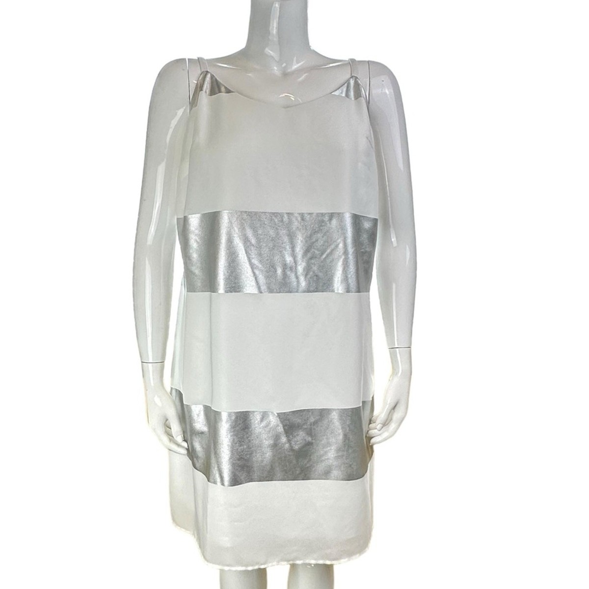lane bryant silver dress Lane Bryant Metallic Stripe Cami Dress Silver White Size 16