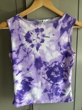Y2K New Look Purple Lilac Bling Glitter Tank Top Size 10 Vintage